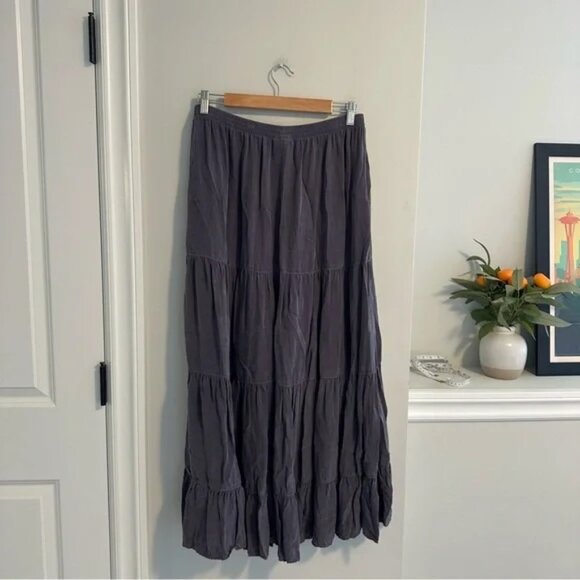 Vintage Tianello Gray Bemberg Tiered Maxi Skirt Large - Picture 16 of 16